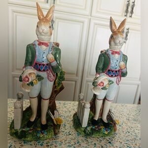 Vintage Fitz and Floyd Classic Old World Rabbit Bunny Gentlemen Figurine Set